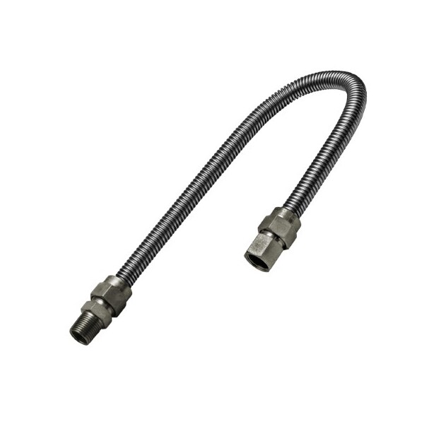 Flextron Gas Line Hose 3/8'' O.D. x 24'' Length 3/8" FIP x MIP Fittings, Stainless Steel Flexible Connector FTGC-SS14-24I - main